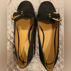 Tori Burch woman’s black and gold flat. Worn once.